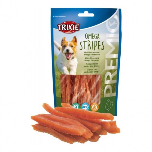 Trixie Jutalomfalat Premio Omega Stripes Csirkés 100g