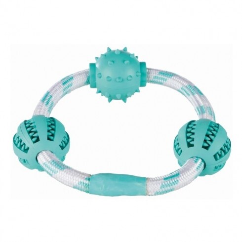 Trixie Játék Denta Fun Gumi Labdák Karikán 20cm/5cm, Menta