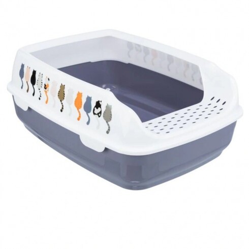 Macska WC Delio Peremmel, 38 × 20 × 50 cm Macskamintás, Szürke/Fehér