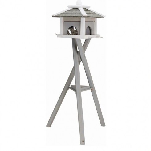 Trixie Kültéri madáretető Fából álló 46x35x46cm/1,35m, Szürke/Fehér