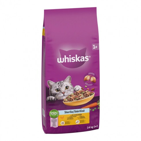 Whiskas Sterilie száraz macskaeledel csirkével 14kg